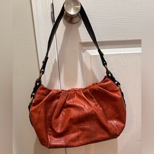 Vera wang orange Leather boho Shoulder Bag